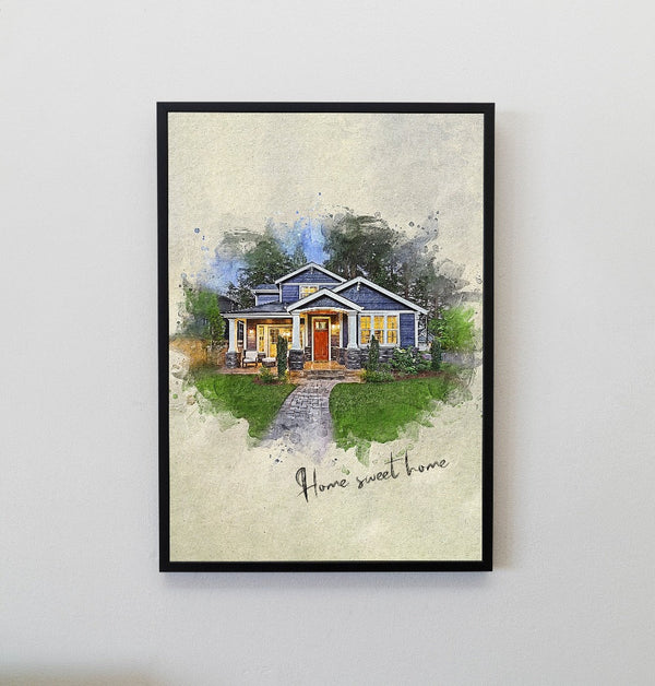 Personalized House photo Painting Gift Shack Cercle